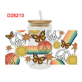 UV DTF Cup Wraps – 8 Sheets for 16oz Glass Cups, Decals & Craft Supplies (Butterfly C)